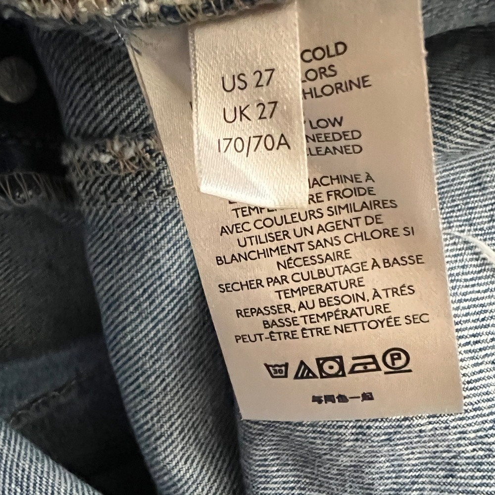 We The Free East of Eden High Rise Raw Hem Waist Tie Denim Min Skirt Size 27 EUC - Picture 6 of 9